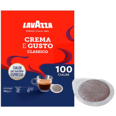 100 Cialde Lavazza Crema e Gusto Classico Caffè in Carta per Macchine Espresso con Note di Legno e Tabacco Arabica e Robusta