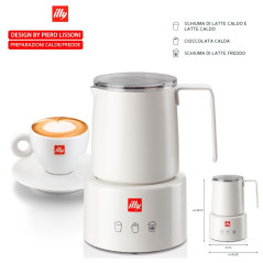 illy Montalatte Elettrico Bianco per Schiuma latte Calda o Fredda e Cioccolata Calda Milk Frother