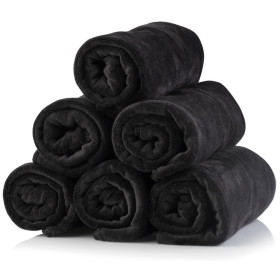 Set 12 Asciugamano in Morbida Microfibra Nero 45 X 85 cm 80% Poliestere 20% Polyamide