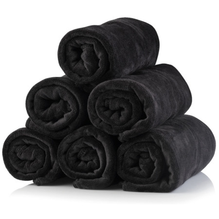 Set 12 Asciugamano in Morbida Microfibra Nero 45 X 85 cm 80% Poliestere 20% Polyamide