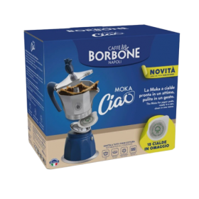 MokaCiao induzione - caffettiera a cialde da 3 tazze con 15 cialde OMAGGIO GAS - INDUZIONE - ELETTRICO - VETROCERAMICA
