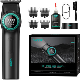 Trimmer Professionale VGR V-977 - Motore Vector, Lame DLC e Display LED