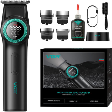 Trimmer Professionale VGR V-977 - Motore Vector, Lame DLC e Display LED
