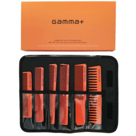 Gamma più Set 6 Pettini Pro Da Taglio Con Astuccio – Colore Arancio